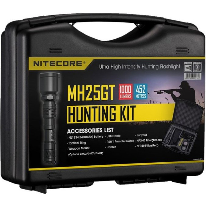 Комплект для охоты NITECORE MH25GT с NL1834, фильтрами и RSW1 10841